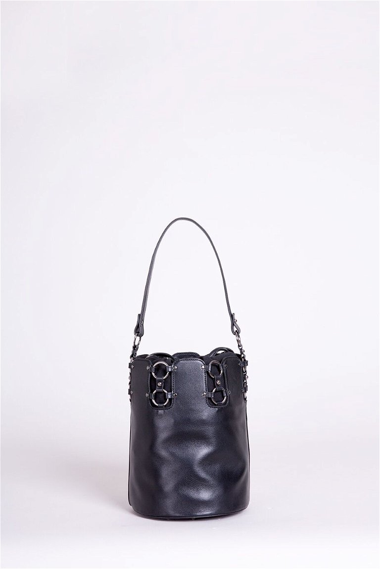 GIZIA - Black Pouch Leather Hand Bag