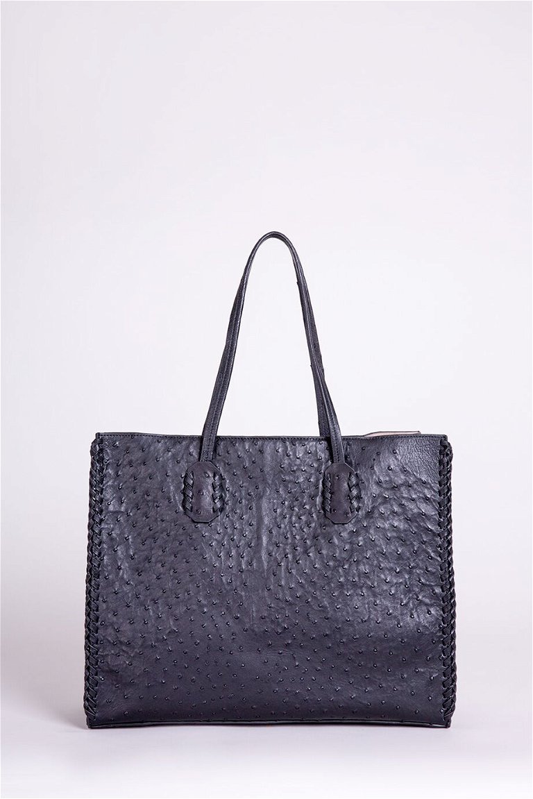 GIZIA - Embossed Black Leather Shoulder Bag