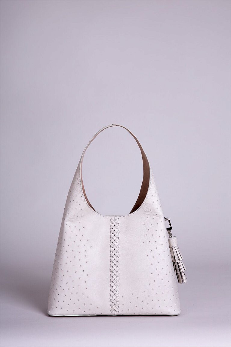 GIZIA - Leather Tasseled Stone Shoulder Bag