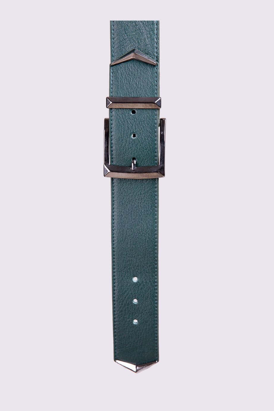 Double Buckle Green Leather Belt