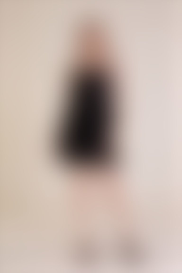 Lace Detailed Strap Black Mini Dress