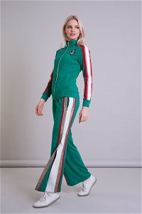 GIZIA SPORT - Şerit Detaylı Geniş Paça Yeşil Spor Pantolon