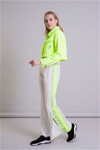 GIZIA SPORT - Neon Detaylı Geniş Paça Ekru Spor Pantolon