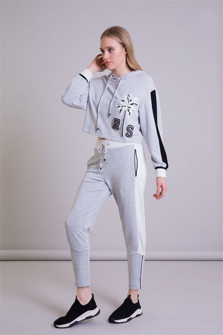GIZIA SPORT - White Detailed Gray Jogger Pants