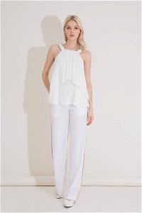GIZIA - Embroidered Detailed Layered Ecru Blouse