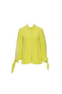 GIZIA - Embroidered Detailed Tie Viscose Green Shirt