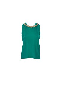 GIZIA - Halat Aksesuar Detaylı Yuvarlak Yaka Yeşil Bluz
