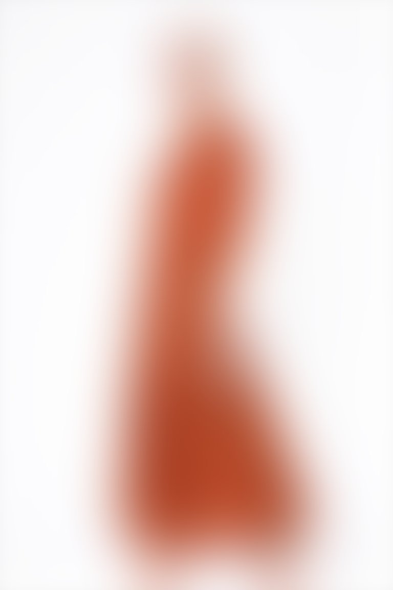 Şerit Detaylı Dantel Kumaşlı Turuncu Midi Abiye Elbise