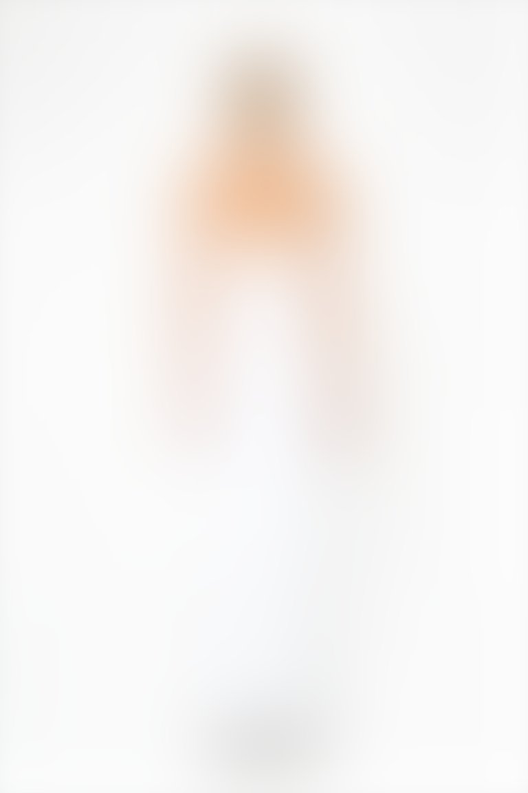 İşleme Detaylı Straplez Kare Yaka Uzun Ekru Abiye Elbise