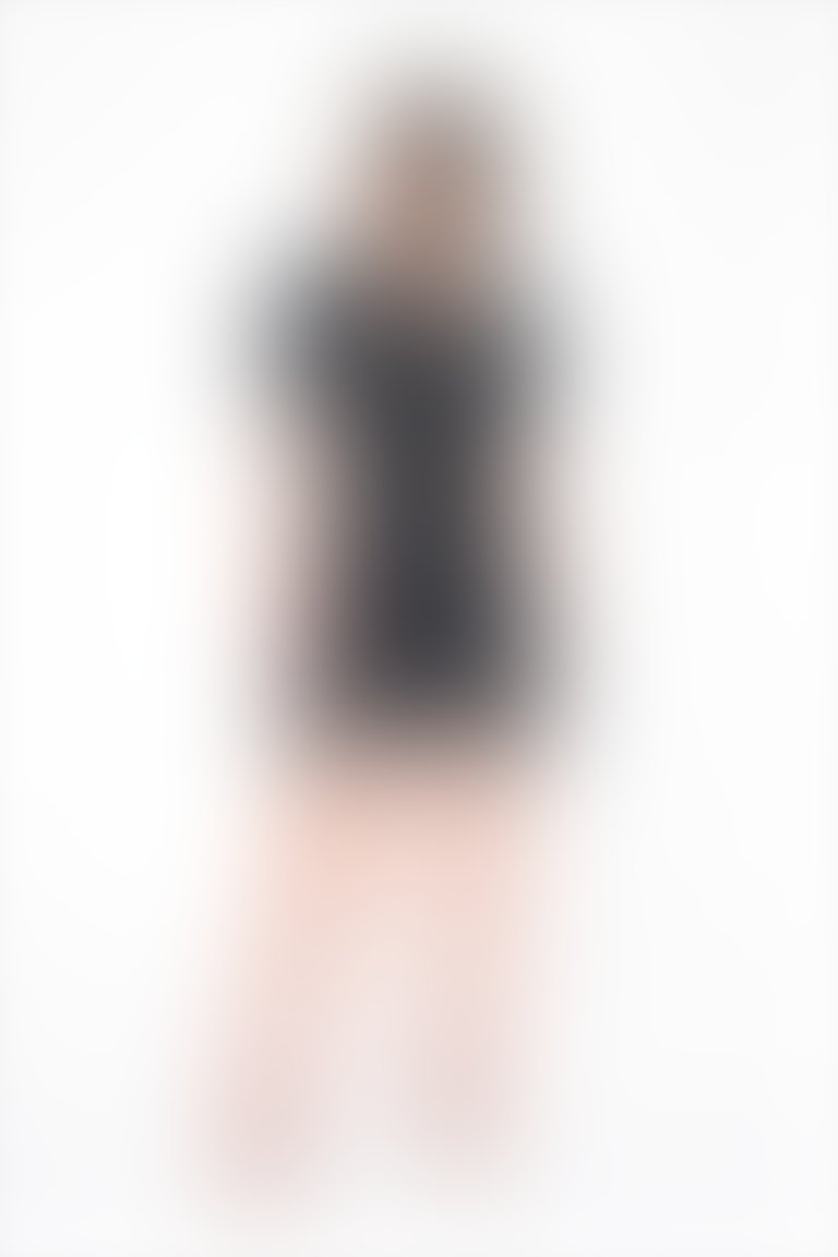 Puantiye Desenli Üçgen Sırt Detaylı Koyu Lacivert Mini Elbise