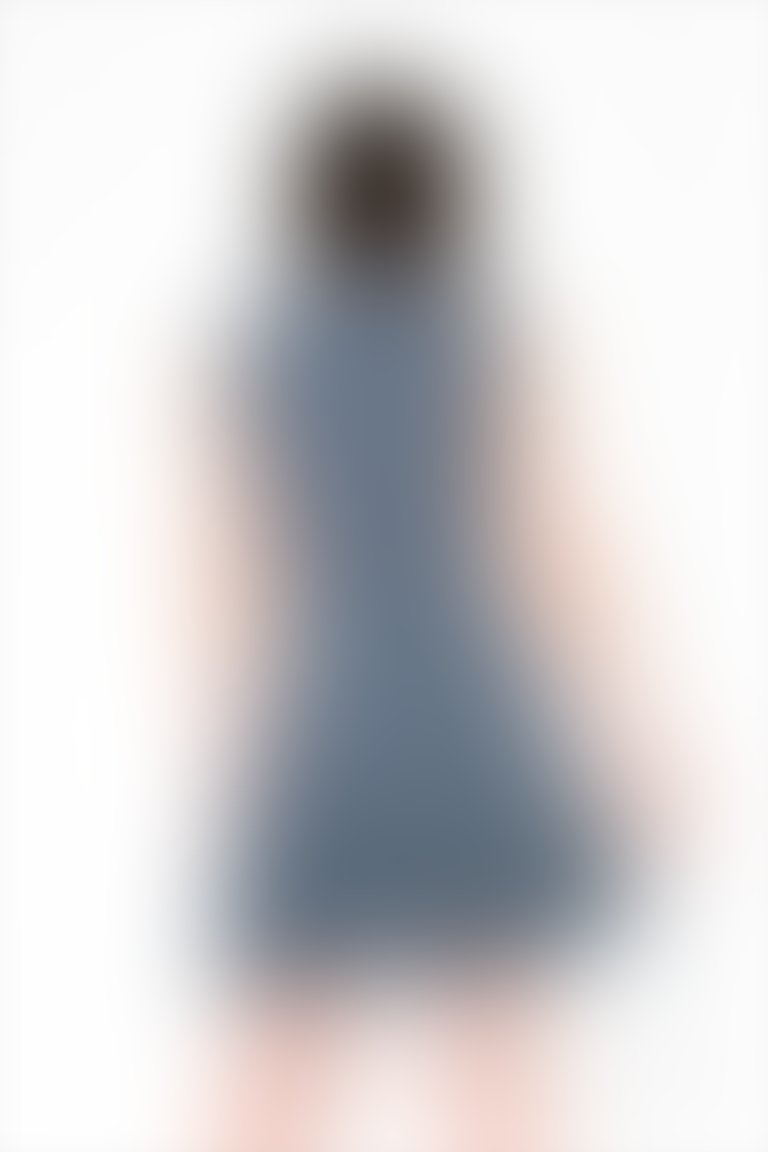 Puantiye Desenli Lacivert Mini Elbise