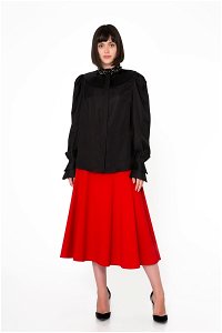 GIZIA - Sliced Cut Midi Length Red Skirt