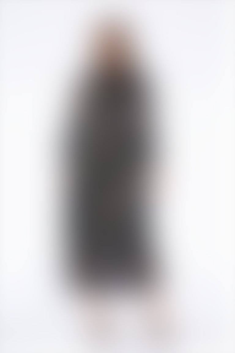 Fiyonk Yakalı Çiçek Desenli Uzun Şifon Lacivert Elbise