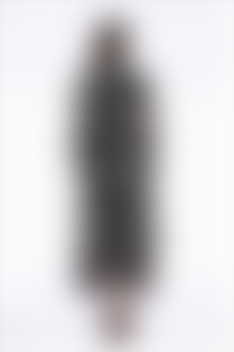 Fiyonk Yakalı Çiçek Desenli Uzun Şifon Lacivert Elbise