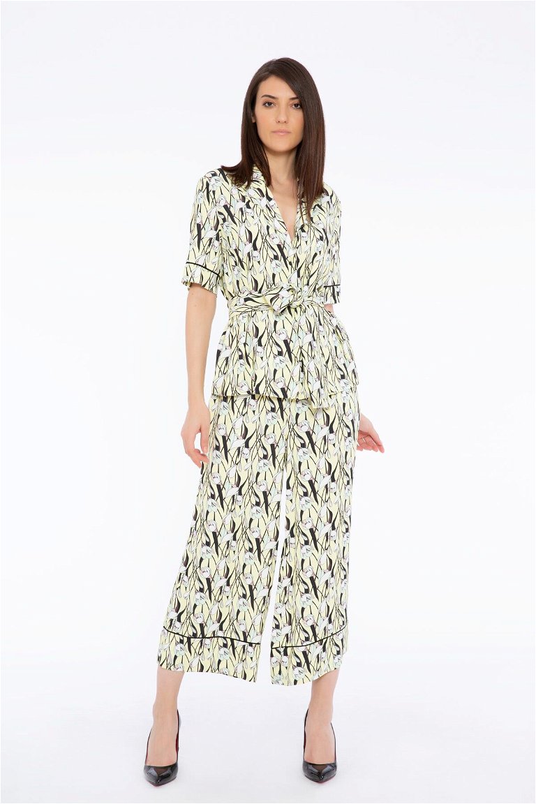 GIZIA - Patterned Wide Cut Yellow Jumpsuits