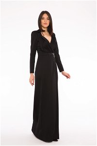 GIZIA - Long Black Evening Dress With Embroidery And Collar Detail