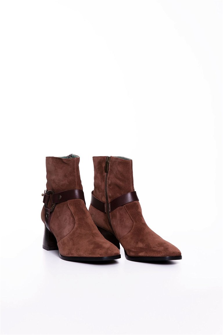 GIZIAGATE - Buckle Detailed Brown Heeled Boots