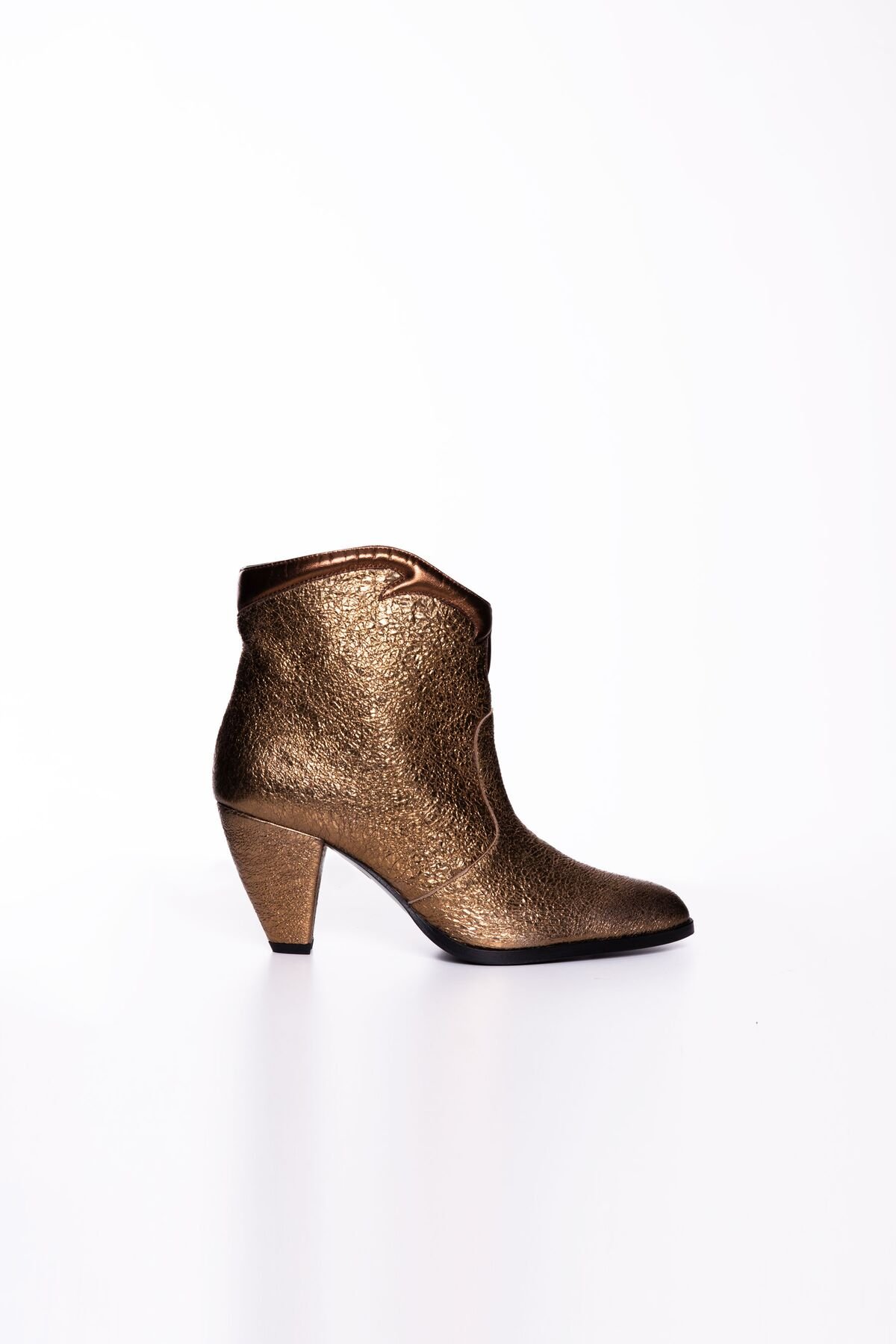 Metallic Bronze Heeled Boots