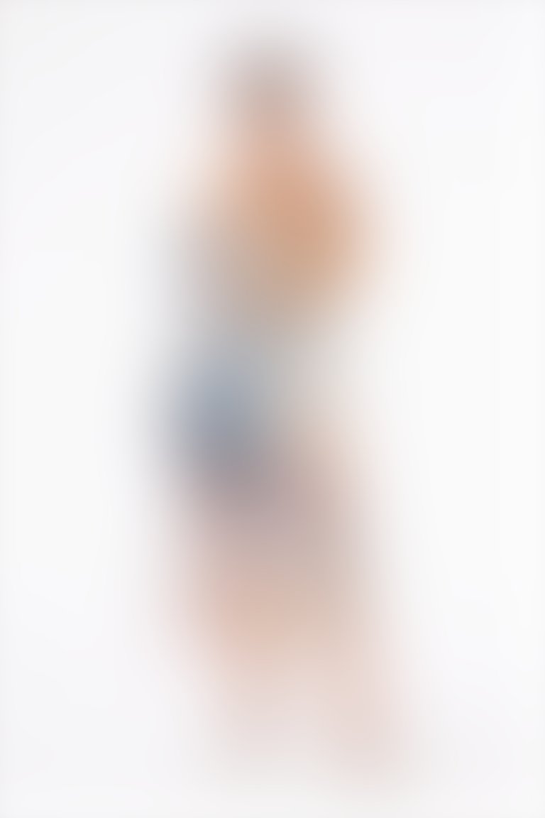 Pastel Desenli Nakış Detaylı Organze Turuncu Uzun Askılı Tül Elbise
