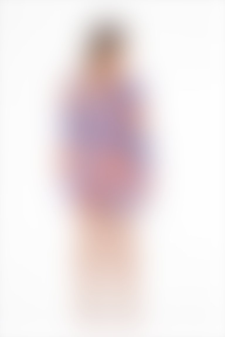 Desenli Şifon, Dantel Şerit Detaylı Pudra Mini Elbise