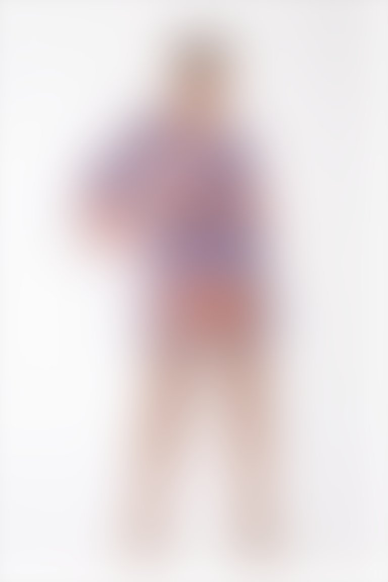 Dantel Şerit Detaylı Uzun Kollu Mini Desenli Şifon Mor Elbise