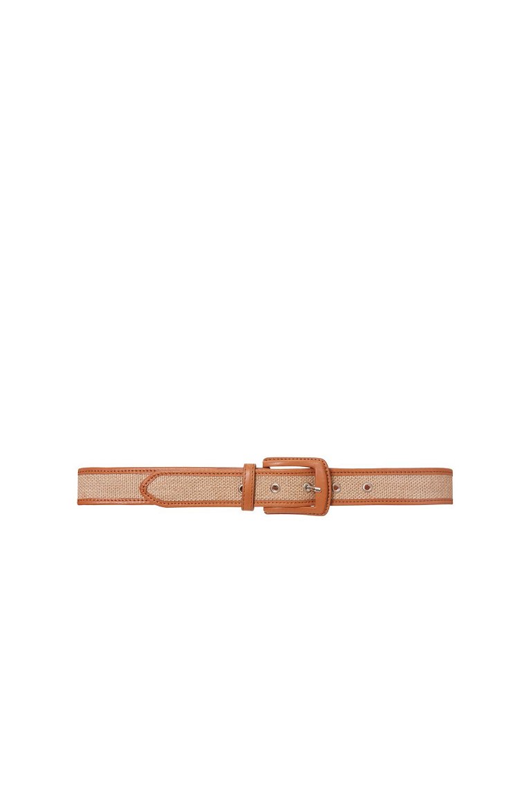 GIZIA - حزام مغلف بقماش الكتان ومزين بإستخدام قفل جلد