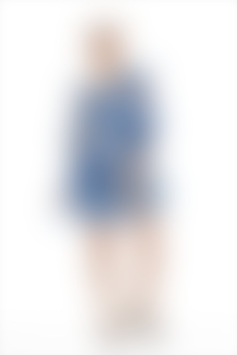 Volan Ve Fırfır Detaylı İşlemeli Lacivert Mini Elbise