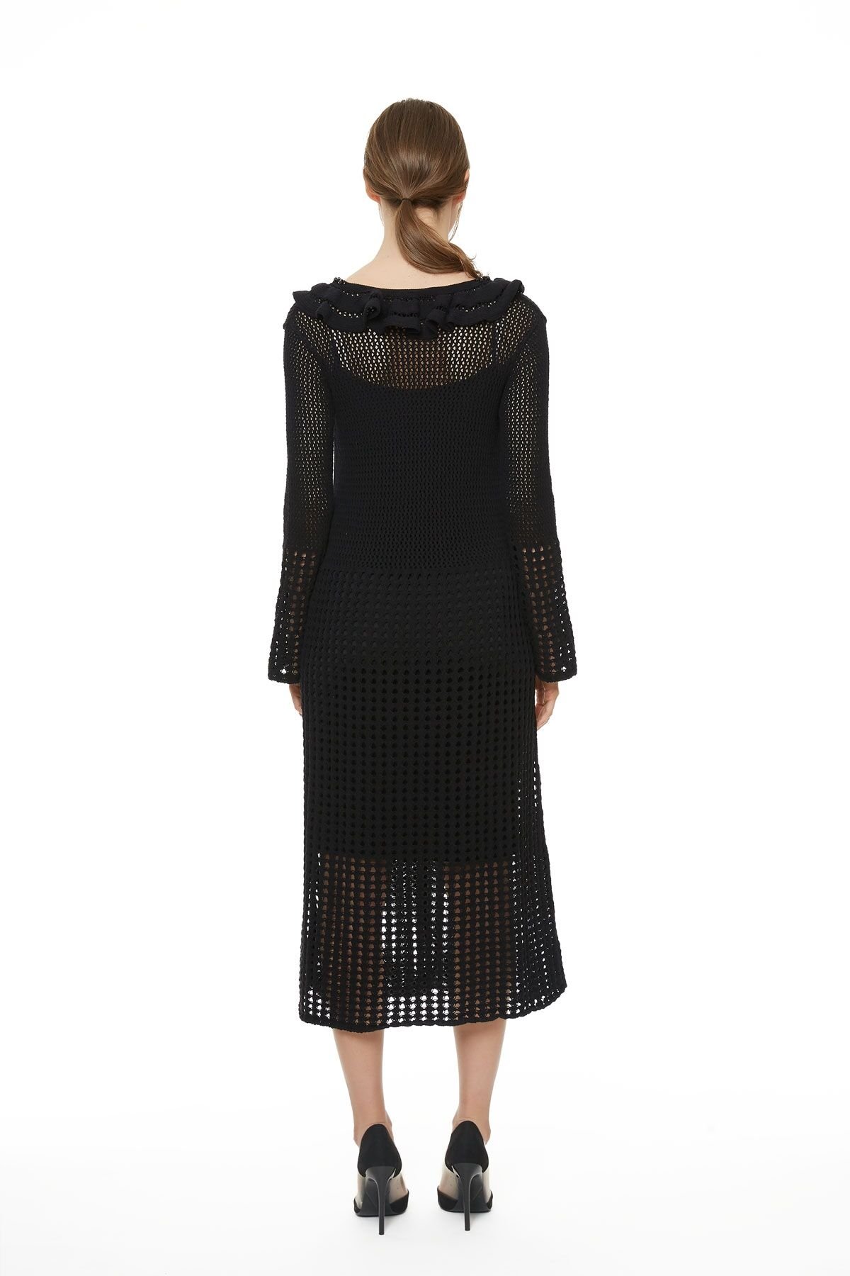 Black Knitwear Midi Length Dress