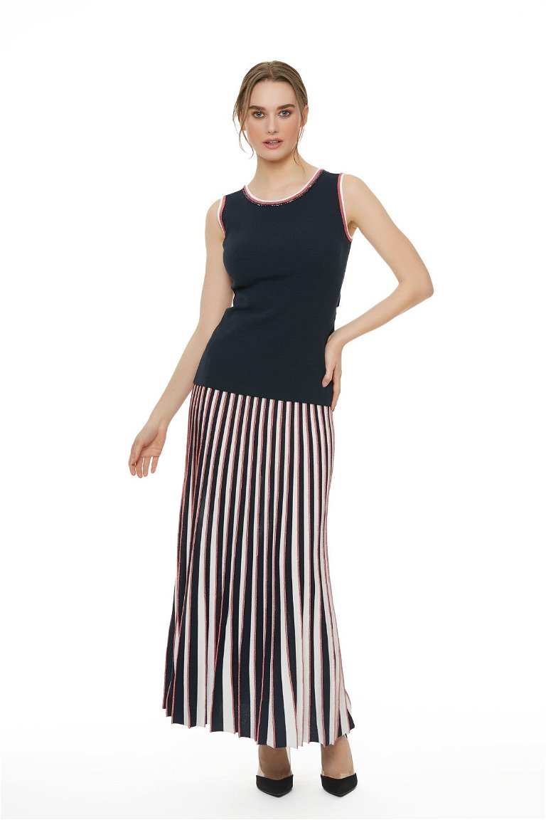 GIZIA - Double Colored Knitwear Pleat Skirt