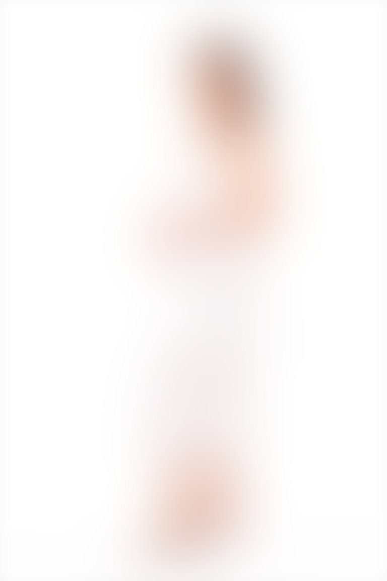 Pleated Detailed Midi Length Chiffon White Dress