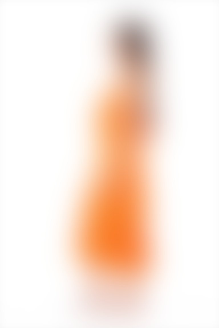 Pilise Detaylı Midi Boy Şifon Askılı Turuncu Elbise