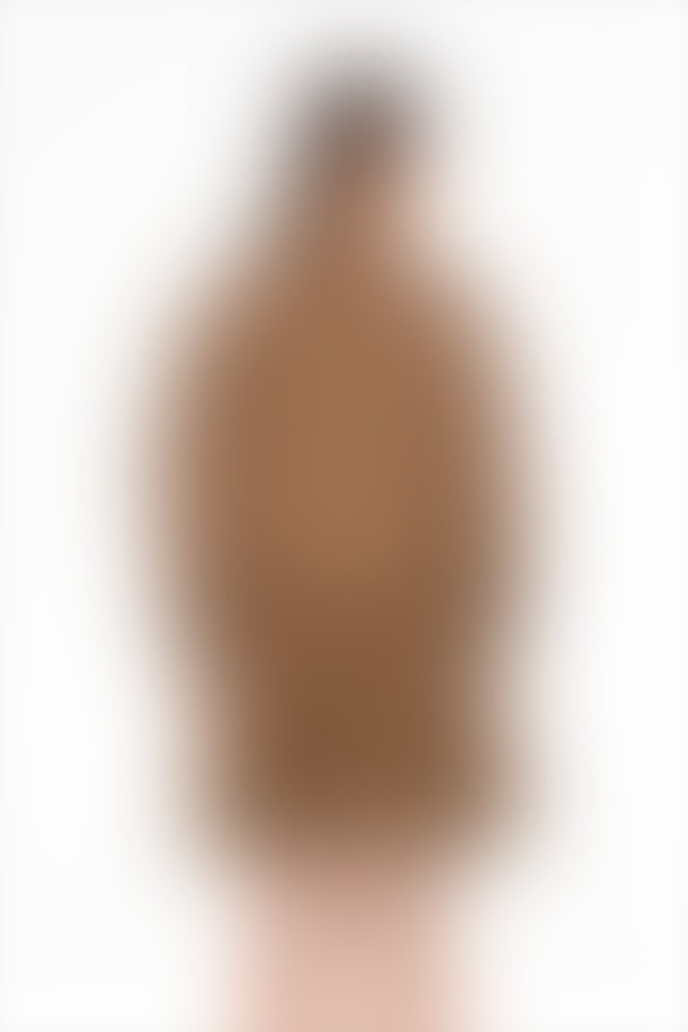 Godeli, Hacimli Kollu Mini Kahverengi Elbise