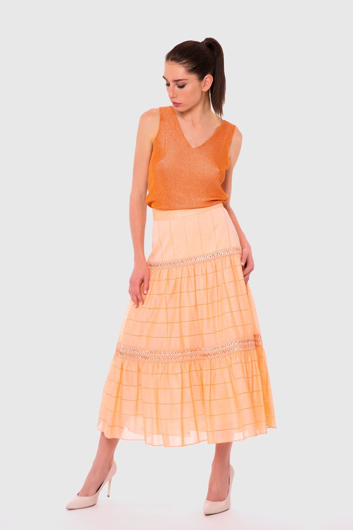 Flirtatious Ruffle Skirt  Marigold Orange