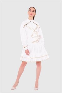 GIZIA - Godeli, Voluminous Sleeves Mini White Dress