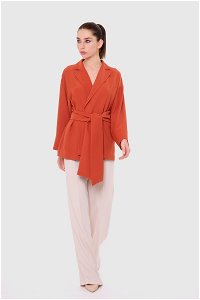 GIZIA - Collared Wide Cut Belted Jacket