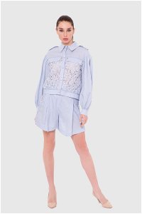  GIZIA - Blue Box Jacket With Lace And Zipper Detail On The Sleeves