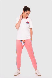 GIZIA SPORT - Kontrast Şerit Detaylı Desenli Kemerli Pembe Pantolon