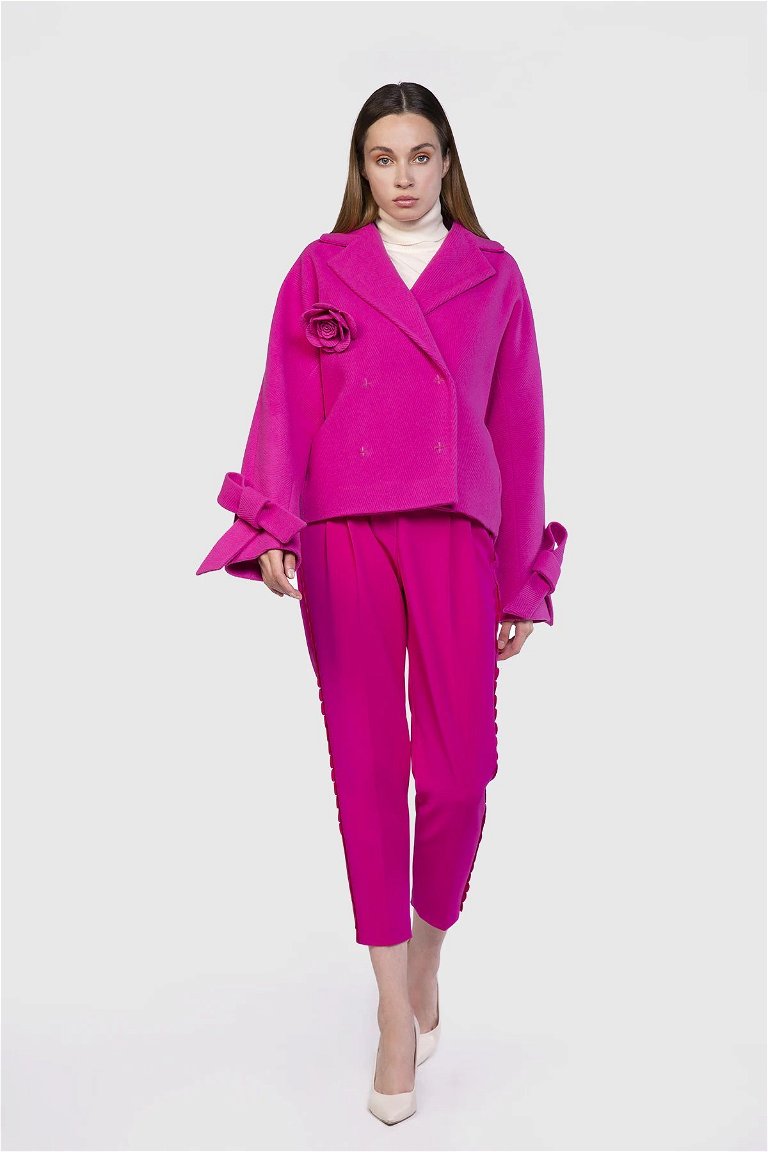 GIZIA - Floral Accessory Short Coat Pink Jacket