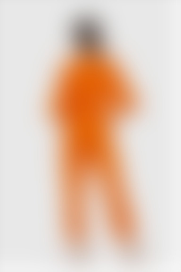 Düğmeli Kol Detaylı Havuç Bilek Boy Turuncu Tulum