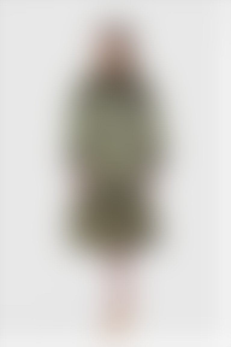 GIZIA - Geometrik Desen Triko Detaylı Midi Boy Sarı Elbise