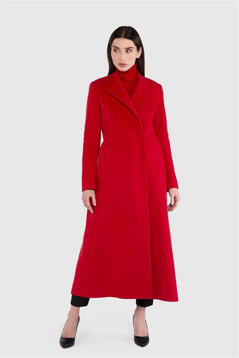 GIZIA - Long Double Breasted Closure Red Coat