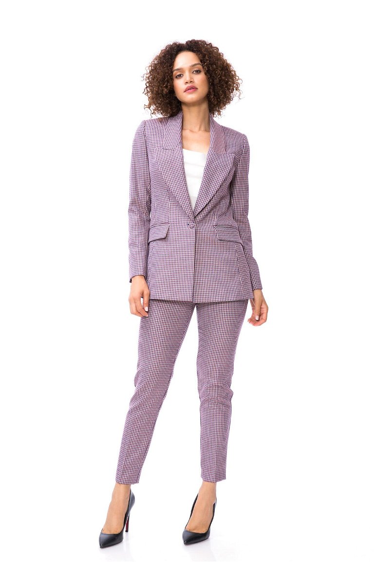4G CLASSIC - Blue Women's Suit With Crow's Feet Pattern With Mono Closure