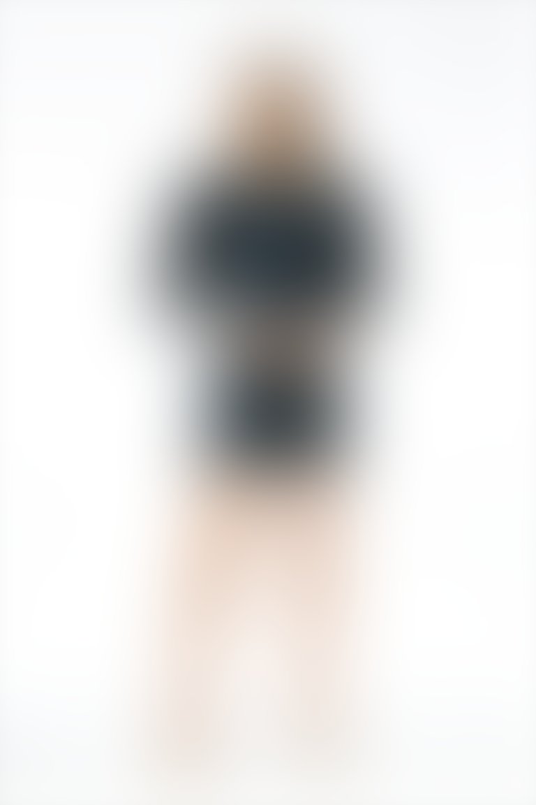KIWE - Kol Detaylı Yakası Pencereli Ekose Lacivert Elbise