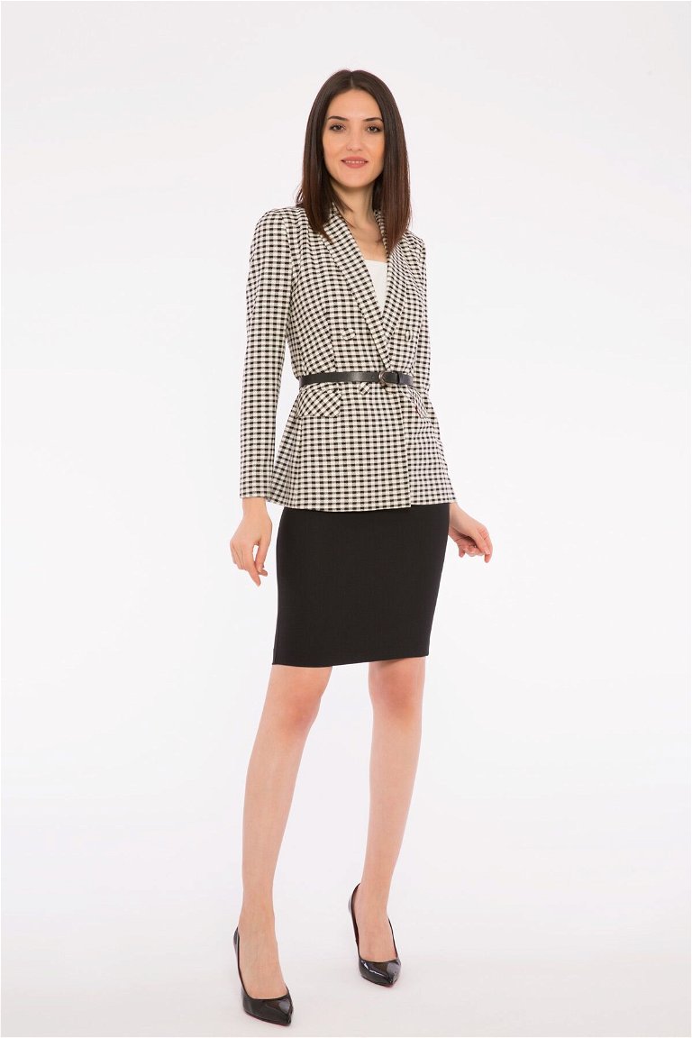 GIZIA - Gingham Dotted Jacket Skirt Woman Suit