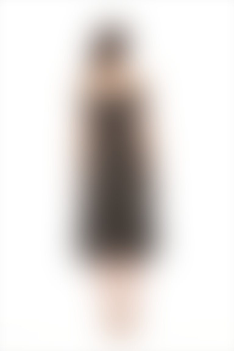Askılı Puantiye Desenli Volanlı Midi Elbise