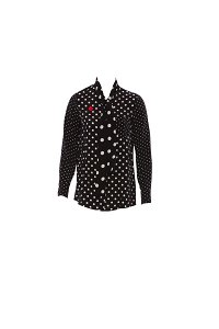 KIWE - Polka Dot Collar Scarf Detailed Fit Black Shirt
