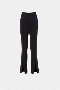  GIZIA SPORT - Önü Yırtmaçlı Dar Kesim Yüksek Bel Siyah Pantolon