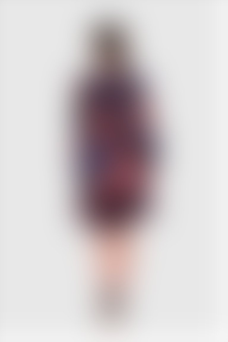 Triko Bant Detaylı Mini Çiçekli Turuncu Elbise