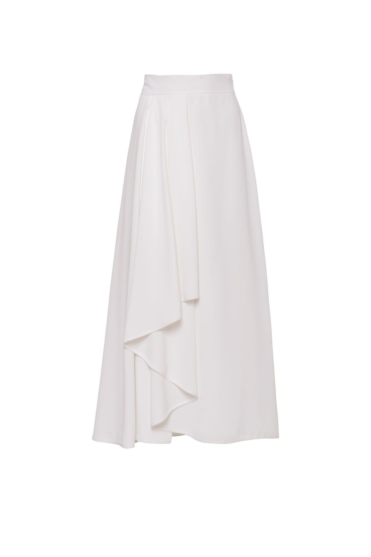 White Wide Cut Midi Skirt