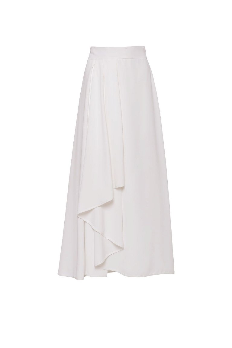 GIZIAGATE - White Wide Cut Midi Skirt